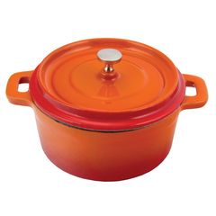 Кастрюля с крышкой порционная оранжевая 14 см, эмалированный чугун, P.L. Proff Cuisine