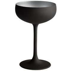 Набор из 6-ти бокалов-блюдец для шампанского Elements, 230 мл, D95 мм, H147 мм, черный/серебряный, Stolzle