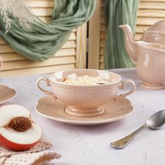 Бульонная пара 280 мл, фарфор,серия "Aristocrat-Peach Tea", Noble, P.L. Proff Cuisine