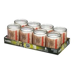 Свеча Bolsius сервировочная в стеклянной банке "Wood", 50 часов горения, 100% парафин, 8 свечей/уп, P.L. Proff Cuisine