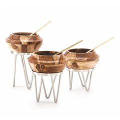 Стойка металлическая для выкладки + салатник из бука,22*22*24 см, P.L. Proff Cuisine