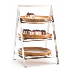 Стойка металлическая для выкладки + три салатника из бука,35*32*52 см, P.L. Proff Cuisine