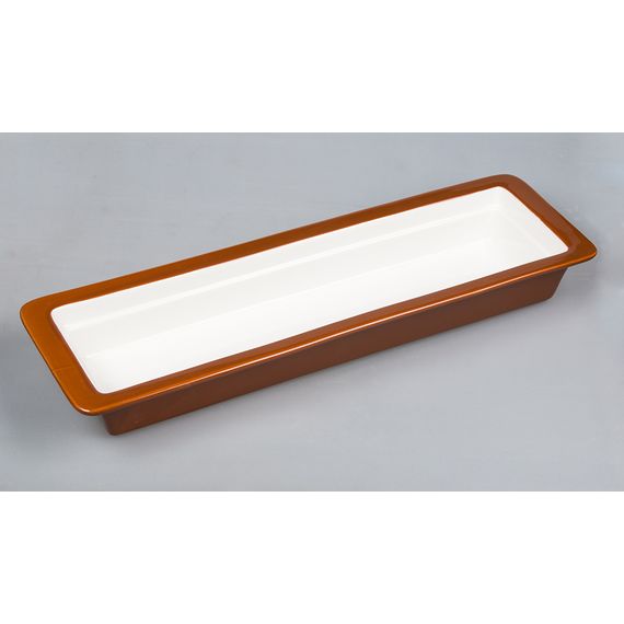 Гастроемкость 2/4-65 (52.5*16*6,5 см), коричневый борт, фарфор, P.L. Proff Cuisine