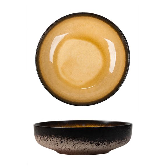 Салатник 800 мл, d=17,5*h 5.1 см,каменная керамика,серия "2022 Spider Silk-Yellow"  P.L.