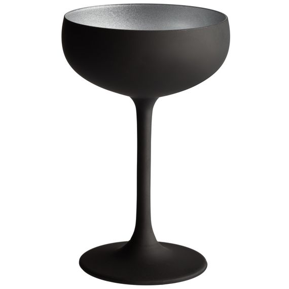 Набор из 6-ти бокалов-блюдец для шампанского Elements, 230 мл, D95 мм, H147 мм, черный/серебряный, Stolzle