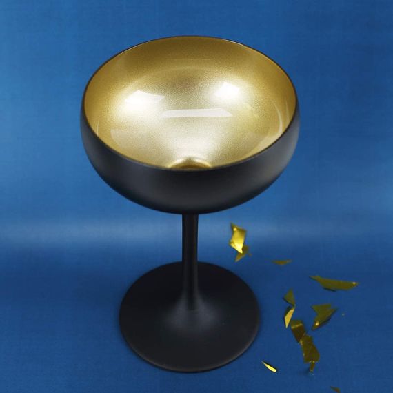 Набор из 6-ти бокалов-блюдец для шампанского Elements, 230 мл, D95 мм, H147 мм, черный/золотой, Stolzle, изображение 2