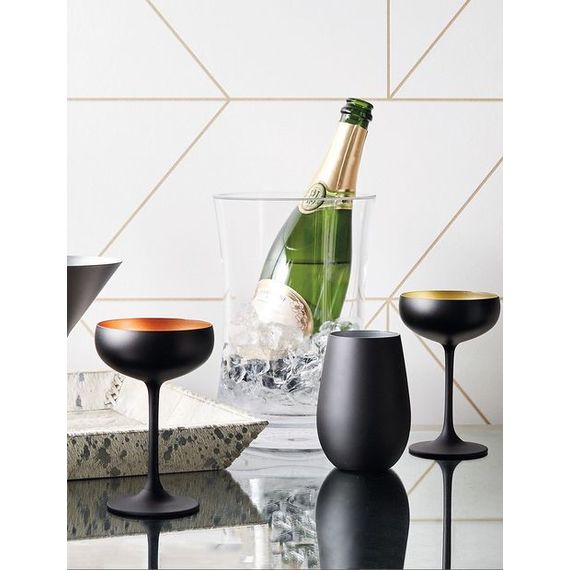 Набор из 6-ти бокалов-блюдец для шампанского Elements, 230 мл, D95 мм, H147 мм, черный/бронзовый, Stolzle, изображение 4