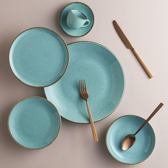 Тарелка 24 см безбортовая, Seasons Бирюзовый, Porland, изображение 7