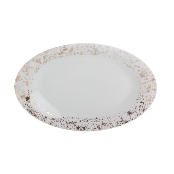 Блюдо овальное 27 см, цвет белый с золотом, BOHEM, Porland