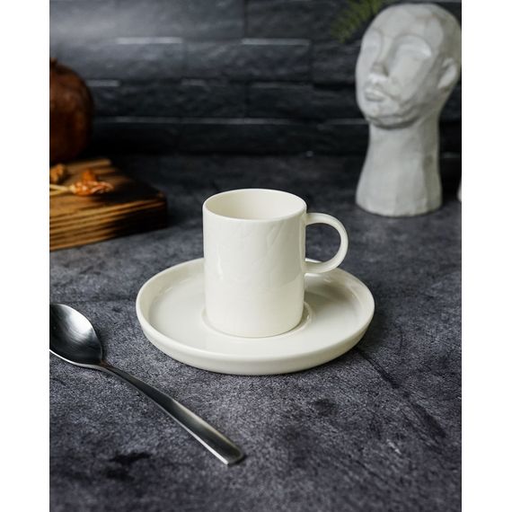 Чашка для кофе и блюдце, 80 мл, цвет белый, ILLUSION, Porland