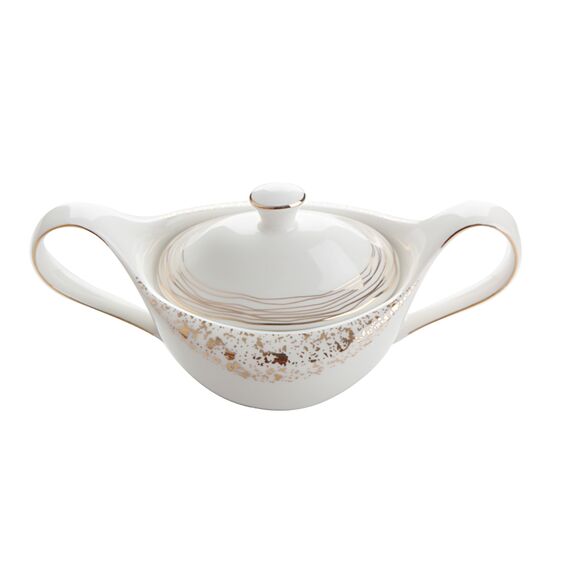 Сахарница 310 мл, цвет белый с золотом, BOHEM, Porland