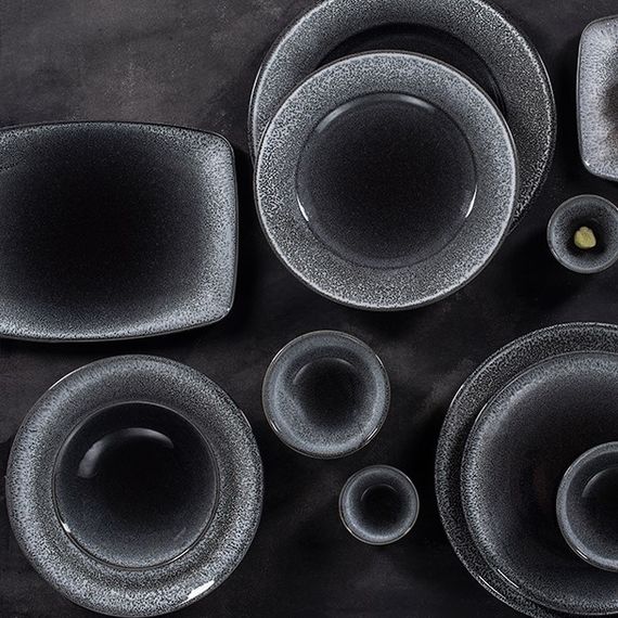 тарелка плоская с вертикальным римом  21 см, цвет темно-серый    , TWILIGHT, Porland, изображение 5