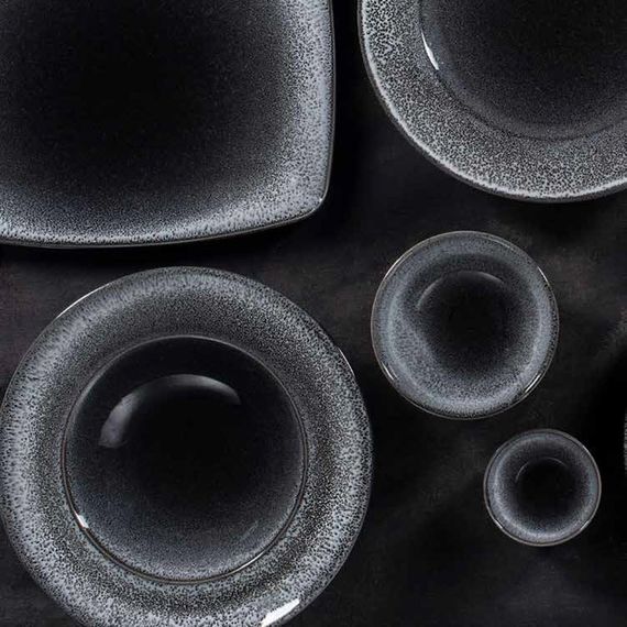 тарелка плоская с вертикальным римом  21 см, цвет темно-серый    , TWILIGHT, Porland, изображение 3