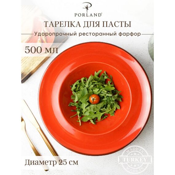 Тарелка глубокая 26 см с полями, Seasons Красный, Porland