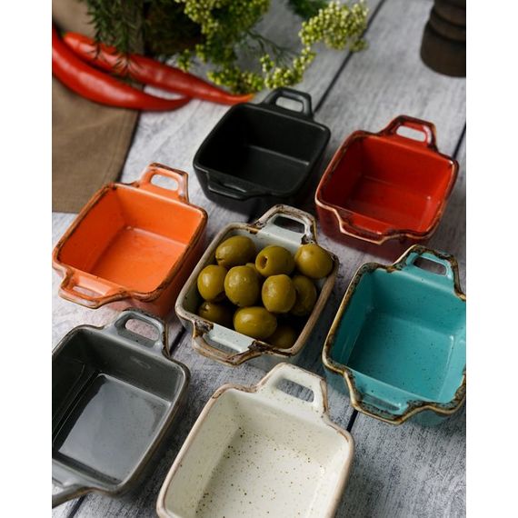 Соусник квадратный с 2-мя ручками 7х10 см h 4.2 см, Seasons Черный, Porland, изображение 6