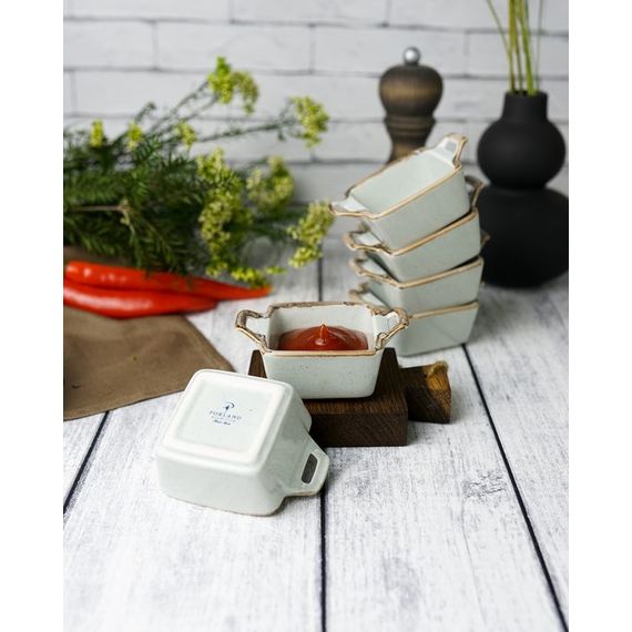 Соусник квадратный с 2-мя ручками 7х10 см h 4.2 см, Seasons Серый, Porland, изображение 17