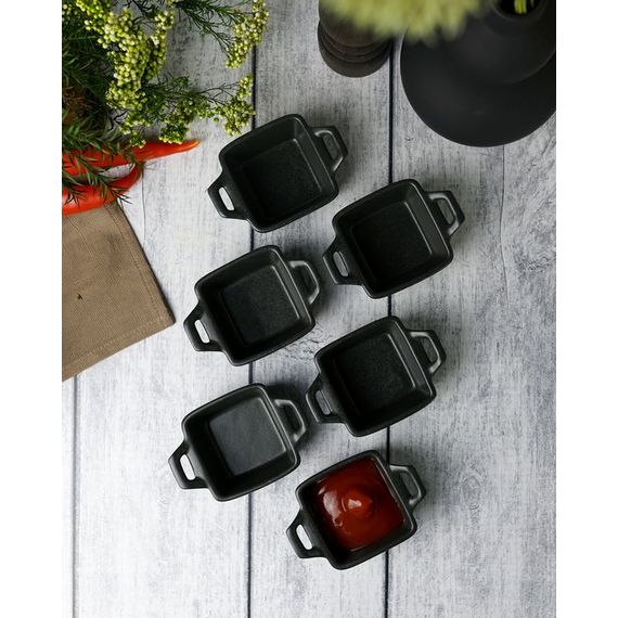 Соусник квадратный с 2-мя ручками 7х10 см h 4.2 см, Seasons Черный, Porland, изображение 13