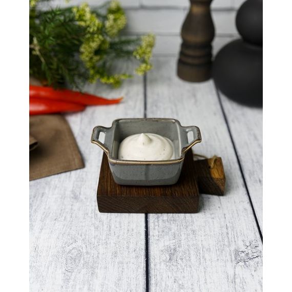 Соусник квадратный с 2-мя ручками 7х10 см h 4.2 см, Seasons Темно-серый, Porland, изображение 4