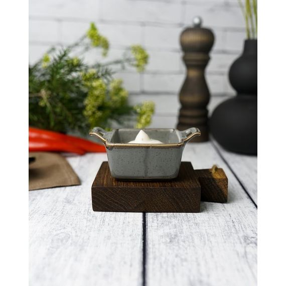 Соусник квадратный с 2-мя ручками 7х10 см h 4.2 см, Seasons Темно-серый, Porland, изображение 11