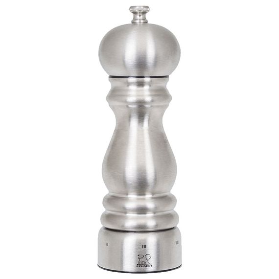Мельница для соли 18см, серебристый (стальной корпус), 6 степеней помола, PARIS CHEF PEUGEOT, Франция