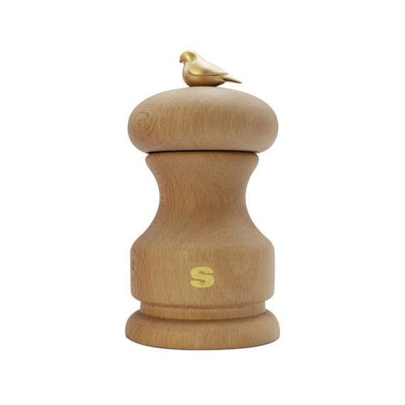 Мельница для соли 11 см, бук, цвет "светлое дерево", серия Bird, Bisetti