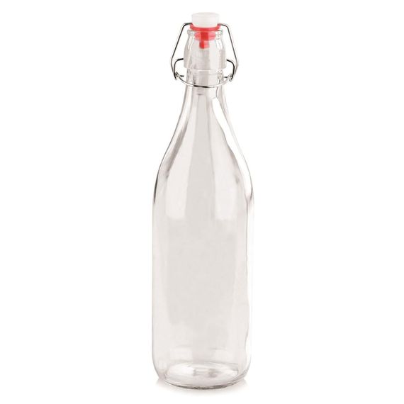 Бутылка 1 л с крышкой прозрачная d 9 см h32 см с пробкой бугельный замок стекло, P.L. Proff Cuisine