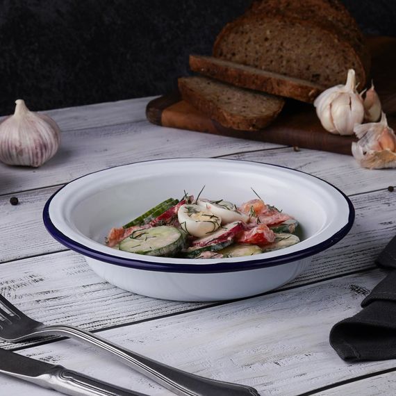 Тарелка,салатник эмалированный d=18 h=3.5 см, "Blue Rim", P.L. Proff Cuisine