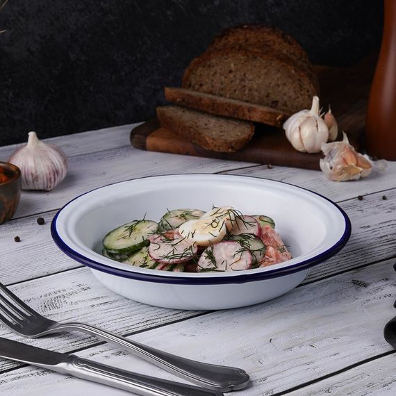 Тарелка,салатник эмалированный d=20 h=4 см, "Blue Rim", P.L. Proff Cuisine