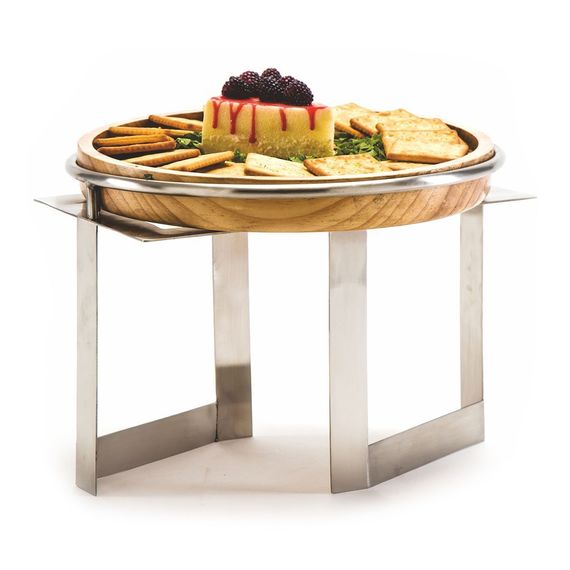 Стойка металлическая для выкладки + блюдо из бука,32*32*23 см, P.L. Proff Cuisine
