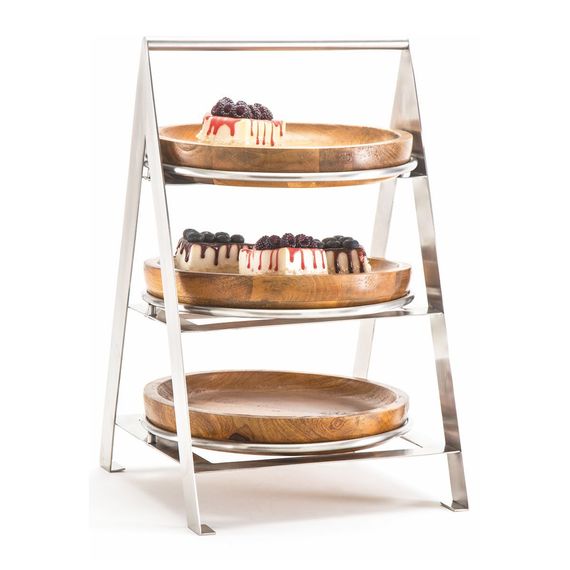 Стойка металлическая для выкладки + три салатника из бука,35*32*52 см, P.L. Proff Cuisine